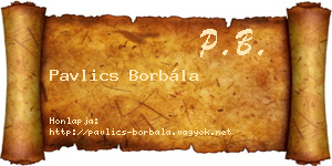 Pavlics Borbála névjegykártya